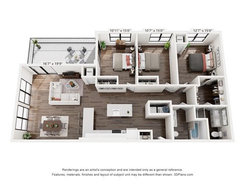 3 bedroom floor plan  the residences at sawmill estates apartments in
